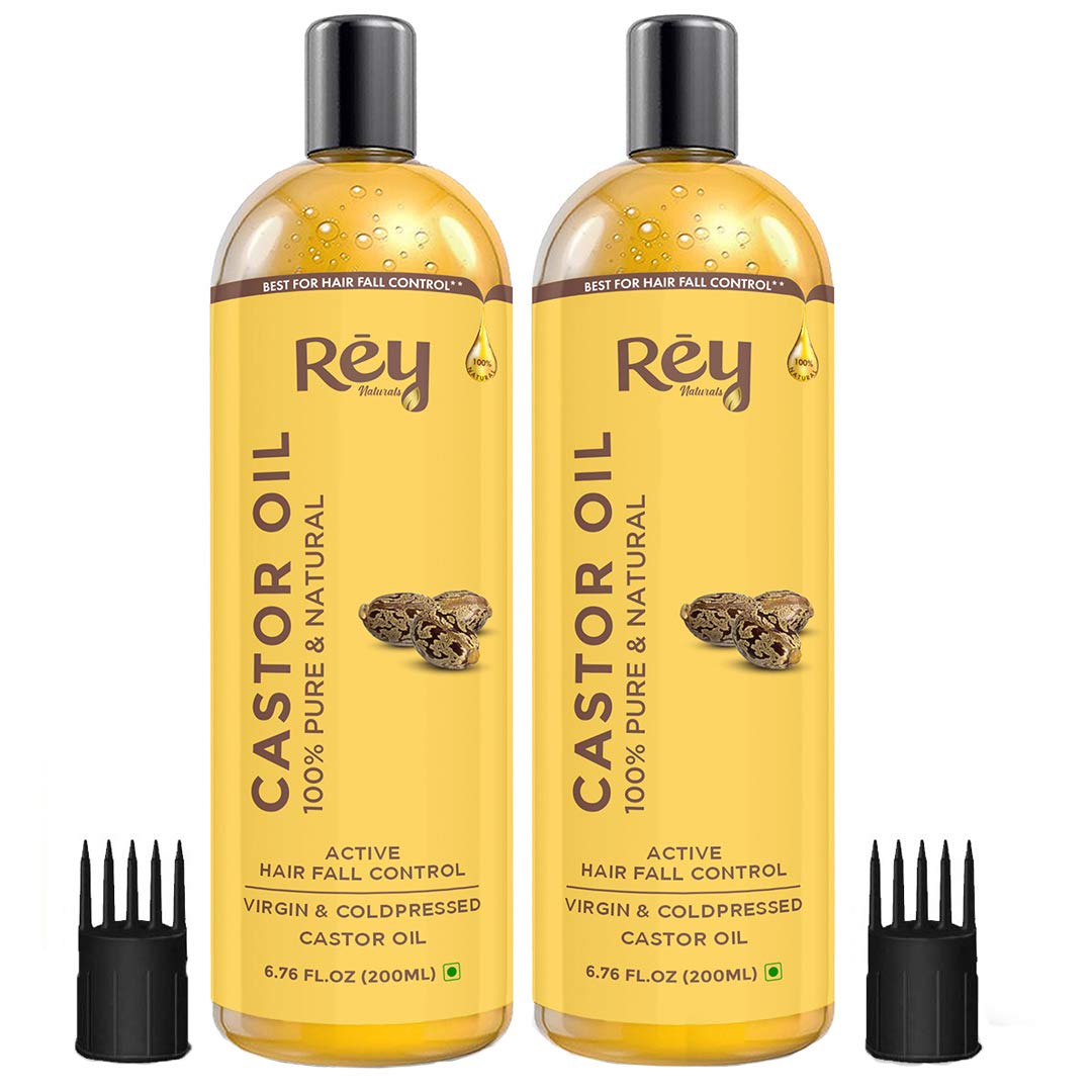 Rey Naturals Cold Pressed Virgin Castor Hair Oil | Arandi Tel | For Hair Growth, Nail cuticles, Eyelash & Eyebrows | Hydrates Skin & Reduces Wrinkles | Suitable For All Hair Types | 400 Ml
