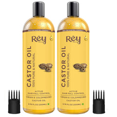 Rey Naturals Cold Pressed Virgin Castor Hair Oil | Arandi Tel | For Hair Growth, Nail cuticles, Eyelash & Eyebrows | Hydrates Skin & Reduces Wrinkles | Suitable For All Hair Types | 400 Ml