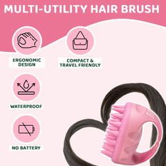 Rey Naturals Hair Scalp Massager Shampoo Brush - Hair Growth, Scalp Care, and Relaxation - Soft Bristles for Gentle Massage - Pink Color (Pink)