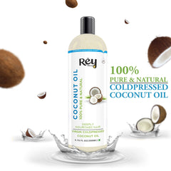 Rey NaturalsCoconut Oil | 100% Pure & Natural Virgin Coconut Oil for Hair and Skin - Hair Growth, Strengthens Hair, Improves Scalp Condition (200)