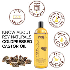 Rey Naturals Cold Pressed Virgin Castor Hair Oil | Arandi Tel | For Hair Growth, Nail cuticles, Eyelash & Eyebrows | Hydrates Skin & Reduces Wrinkles | Suitable For All Hair Types | 200 Ml