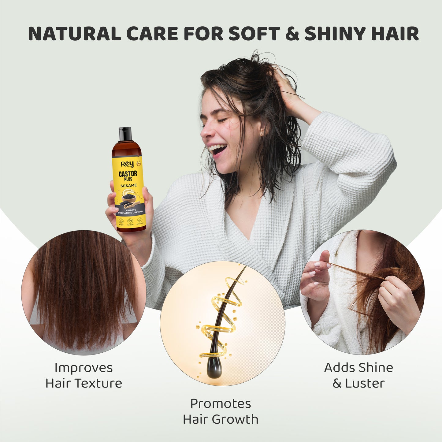 Rey Naturals Castor Sesame Hair Oil - Nourishing Scalp Care