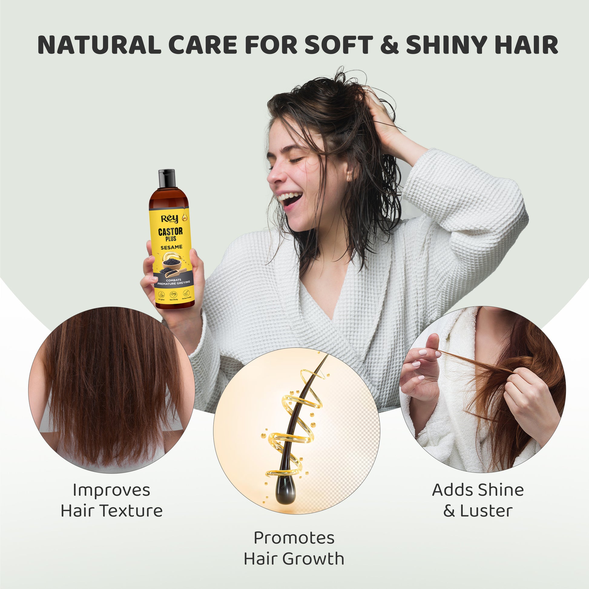 Rey Naturals Castor Sesame Hair Oil - Nourishing Scalp Care