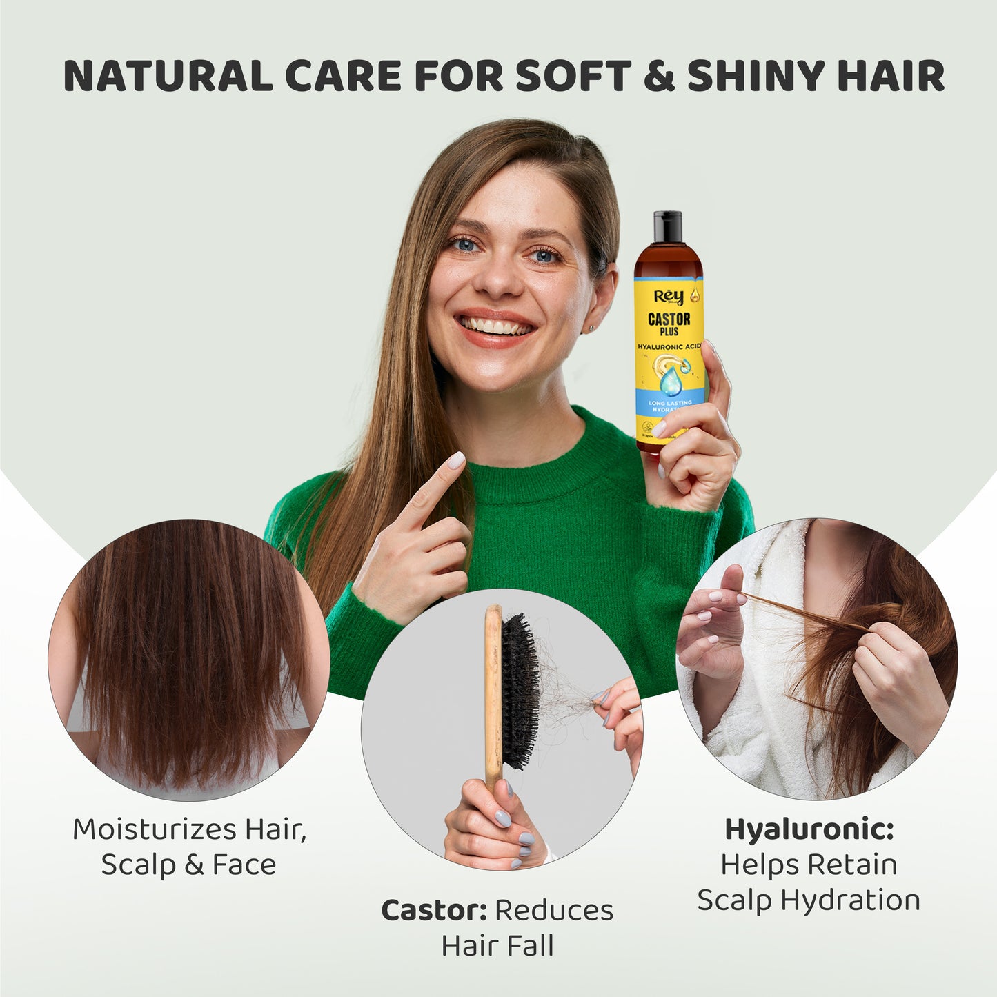 Rey Naturals Castor Plus Hyaluronic Oil - Perfect for salon use