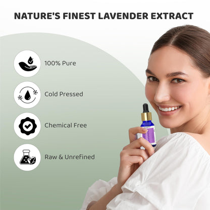 Rey Naturals Lavender Essential Oil For Skin Hair, Scalp & Relaxing Sleep | Essential Oil For Diffuser Cold & Cough Pain Relief | For Men And Women | 15ml