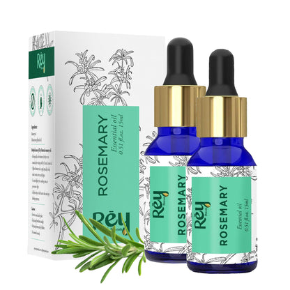 Rey Naturals Rosemary Essential Oil | Rosemary Oil for Hair Growth | Good For Skin, Body and Shiny Soft Hair | Pure & Non Greasy | Hair Fall Control & Hair Growth Oil For Women & Men - 15ml