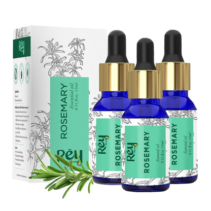 Rey Naturals Rosemary Essential Oil | Rosemary Oil for Hair Growth | Good For Skin, Body and Shiny Soft Hair | Pure & Non Greasy | Hair Fall Control & Hair Growth Oil For Women & Men - 15ml