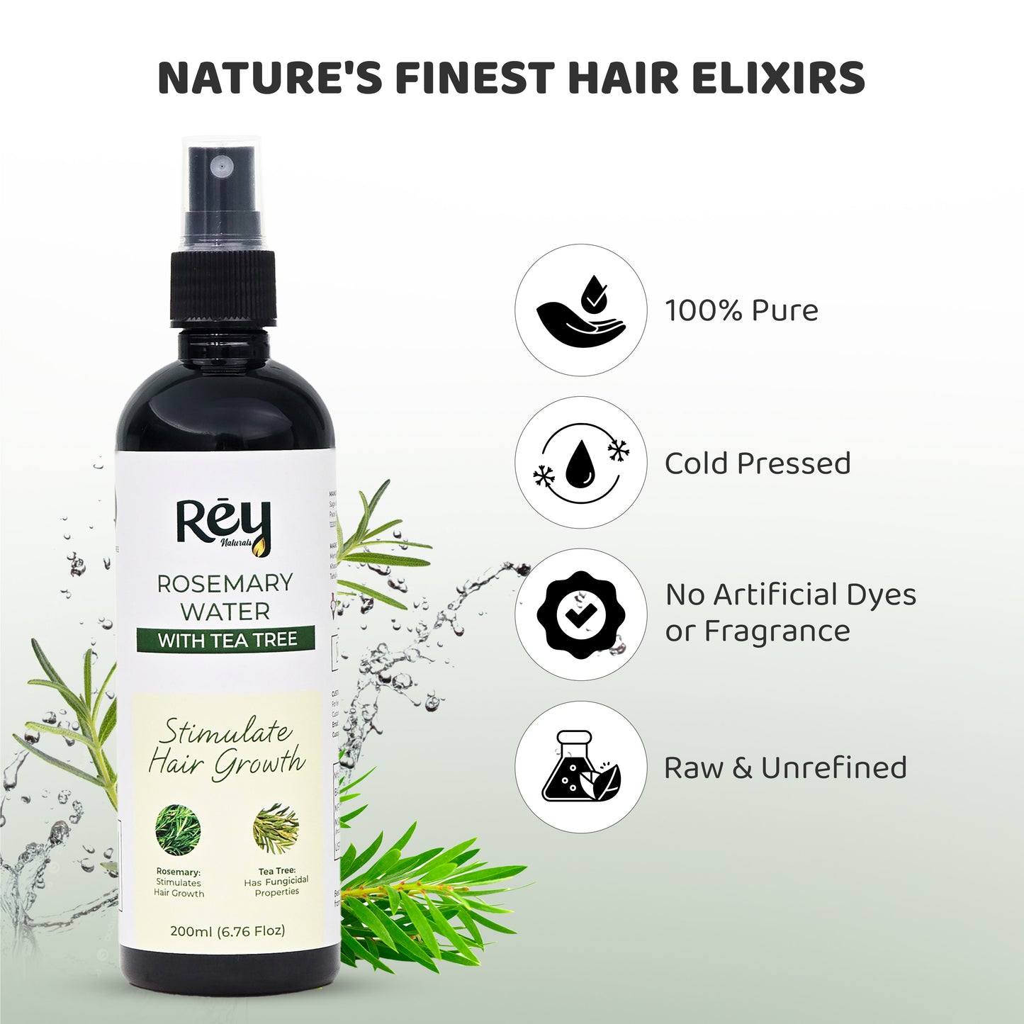 Rey Naturals Rosemary Water Spray - Control Frizz Effectively