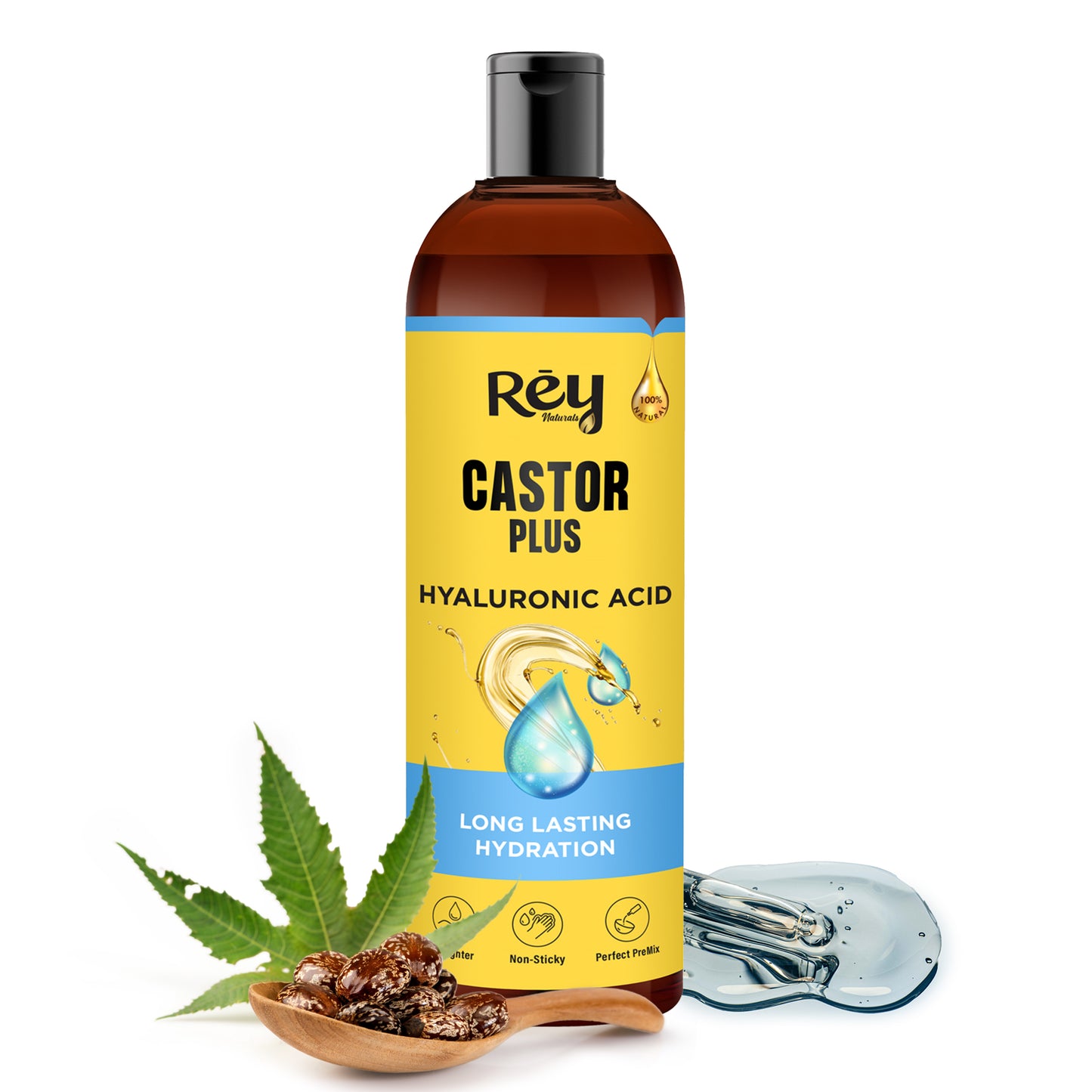 Rey Naturals Castor Plus Hyaluronic Oil - Suitable for all hair types