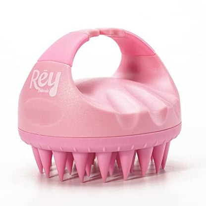 Rey Naturals Hair Scalp Massager Shampoo Brush - Hair Growth, Scalp Care, and Relaxation - Soft Bristles for Gentle Massage - Pink Color (Pink & Purple)