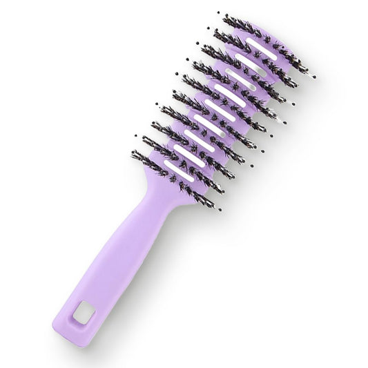 Rey Naturals Round Vented Hair Brush for men and women | Quick Drying & Pain Free Detangling | hair care products | Hair comb | Flexible Nylon Bristles (Purple)