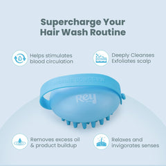 Rey Naturals Hair Scalp Massager Shampoo Brush for Men and Women -Hair Growth, Scalp Care, and Relaxation - Soft Bristles for Gentle Massage - Blue Color