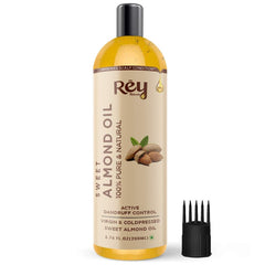 Rey Naturals Almond Hair Oil (Badam oil) - 100% Pure, Cold Pressed, for Hair & Skin | HairGrowth,Dandruff | 200ml