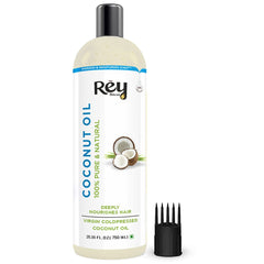 Rey Naturals Coconut Oil | 100% Pure & Natural Virgin Coconut Oil for Hair and Skin - Hair Growth, Strengthens Hair, Improves Scalp Condition - 750ml