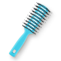 Rey Naturals Round Vented Hair Brush for men and women | Quick Drying & Pain Free Detangling | hair care products | Hair comb | Flexible Nylon Bristles (Blue)