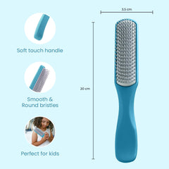 Rey Naturals Hair Styling Brush | Strong & Flexible Bristles | Hair Comb | Hair Brush for Women & Men | Hair Care (Blue) (Small Size)