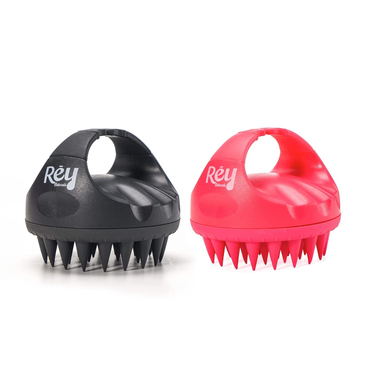 Rey Naturals Hair Scalp Massager Shampoo Brush for him & her with Long and Soft Silicon Bristles | Manual Massager | Scalp Care | Exfoliating Anti Dandruff | Red & Black Colour