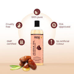 Rey Naturals Jojoba Oil 100% Pure, Natural & Cold Pressed - Hydrates Skin, Nourishes Hair, Scalp - 200 Ml 