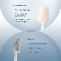 Rey Naturals Detangler Hair Brush | Flexible Bristles | Paddle Brush with Cushioning | Wet & Dry Hair | Pain Free Detangling |Hair Comb | Hair brush for Women and Men (Beige)