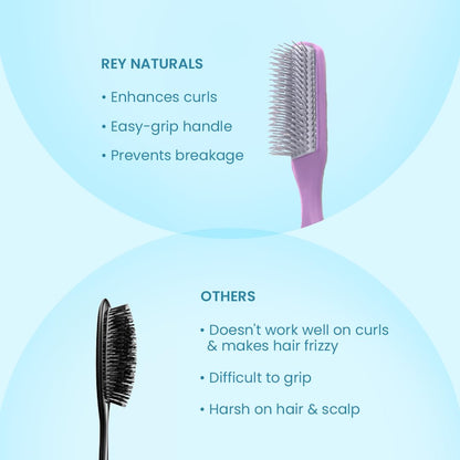 Rey Naturals Hair Styling Brush | Curl Defining Hair Brush for Thick Curly & Wavy Hair | Hair Comb Hair Brush for Women & Men (Purple)