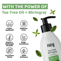 Rey Naturals Tea Tree Bhringraj Anti Dandruff Hair Conditioner Paraben and Sulphate Free for Dry Hair & Frizzy Hair | Suitable for Men and Women (250 Ml)