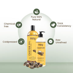 Rey Naturals Castor Oil (Arandi Oil) - Premium Cold Pressed for Hair & Skin Care (410)