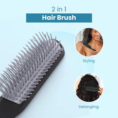 Rey Naturals Hair Styling Brush | Curl Defining Hair Brush for Thick Curly & Wavy Hair | Hair Comb Hair Brush for Women & Men (Black)