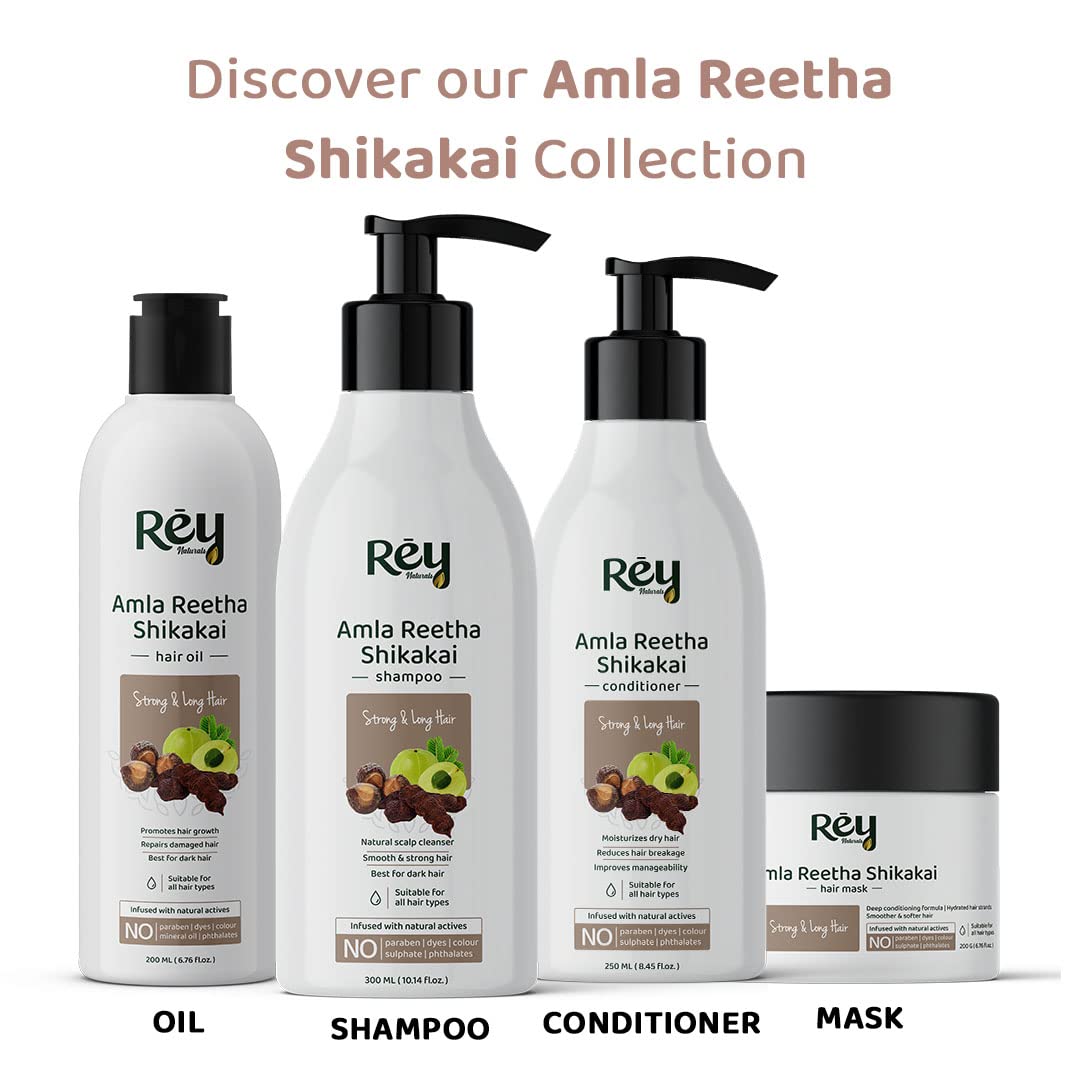 Rey Naturals Amla Reetha Shikakai Hair Conditioner for Strong & Long Hair | Paraben & Sulphate Free | Fights Dry & Frizzy Hair | Deep Conditioner for Dry Hair| Suitable for Men & Women | 250 ML Visit the Rey Naturals Store