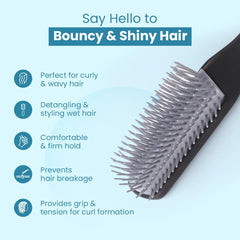 Rey Naturals Hair Styling Brush | Curl Defining Hair Brush for Thick Curly & Wavy Hair | Hair Comb Hair Brush for Women & Men (Black)
