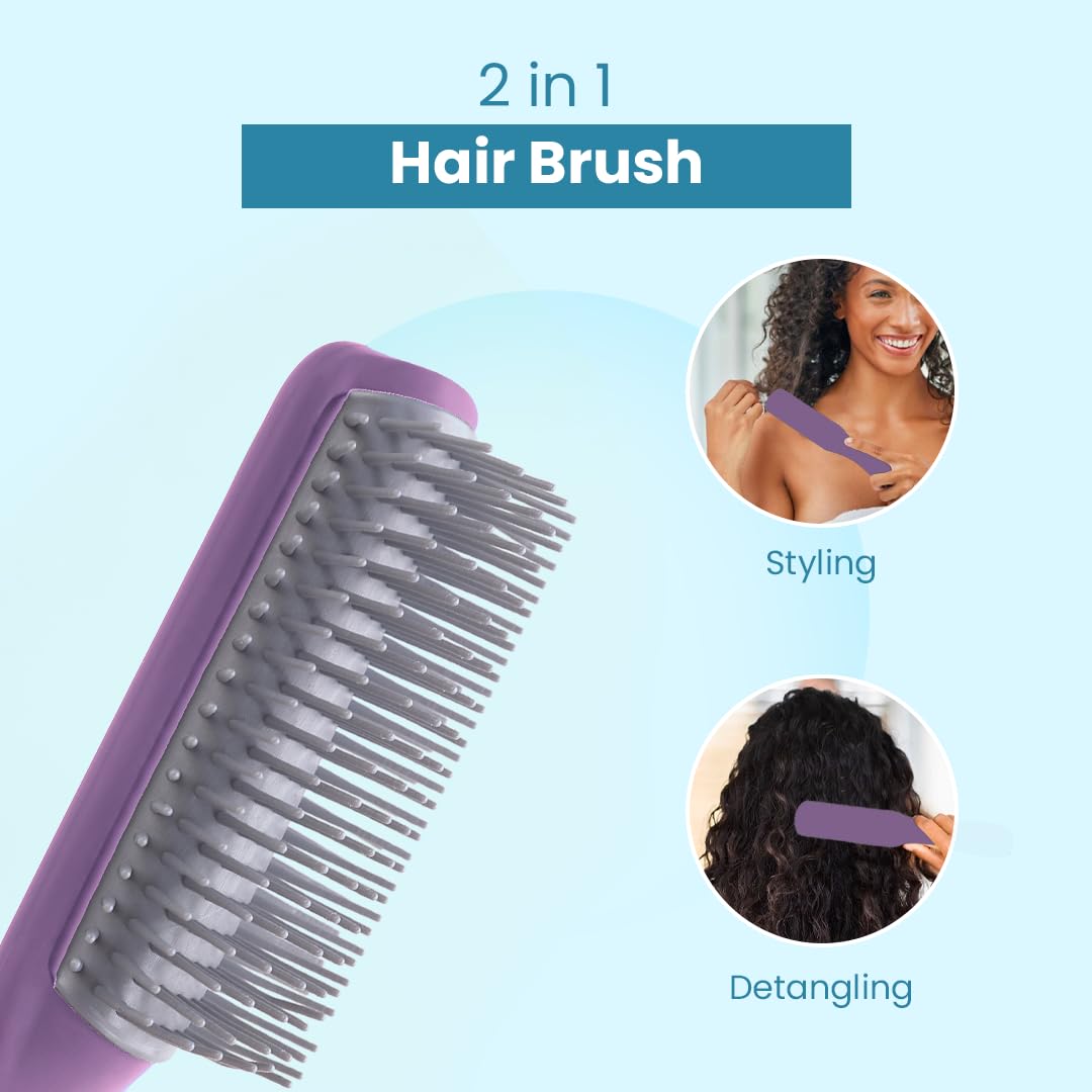 Rey Naturals Hair Styling Brush | Curl Defining Hair Brush for Thick Curly & Wavy Hair | Hair Comb Hair Brush for Women & Men (Purple)