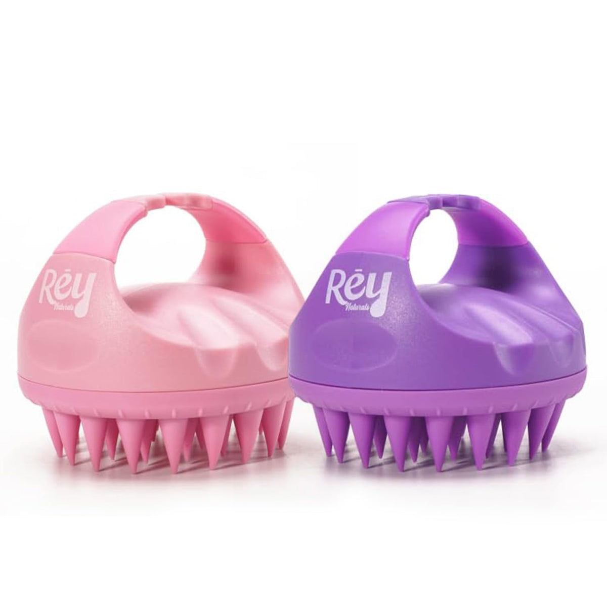 Rey Naturals Hair Scalp Massager Shampoo Brush - Hair Growth, Scalp Care, and Relaxation - Soft Bristles for Gentle Massage - Pink Color (Pink & Purple)