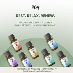 Rey Naturals 100% Natural Aroma Diffuser Essential Oil Set - Rest Focus Inspire - 3 Aromatherapy Blends for Home Fragrance | Stress relief and Headache relief (Lemon, Ylang Ylang & Lavender)