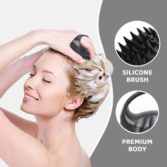 Rey Naturals Hair Scalp Massager Shampoo Brush - Hair Growth, Scalp Care, and Relaxation - Soft Bristles for Gentle Massage - Black Color