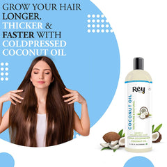 Rey Naturals® hair oils combo (Coconut oil + Onion oil) controls hairfall - For healthy hair - No Mineral Oil, Silicones & Synthetic Fragrance