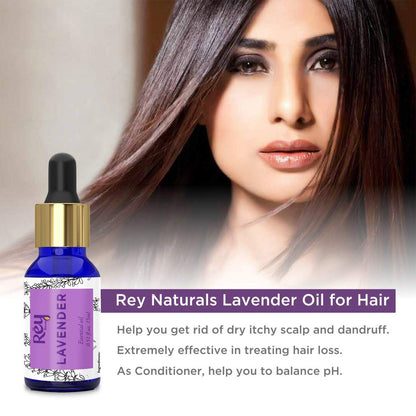 Rey Naturals Pure Lavender Essential Oil & Rosemary Oil For Hair Growth, Aromapathy, Stress & Pain Relief | Essential Oil For Hair, Face & Skin | Suitable For Diffuser | For Men And Women - 15*2