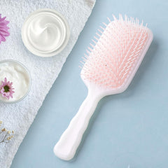 Rey Naturals Detangler Hair Brush | Flexible Bristles | Paddle Brush with Cushioning | Wet & Dry Hair | Pain Free Detangling | Hair comb | Hair brush for Women and Men (Pink)