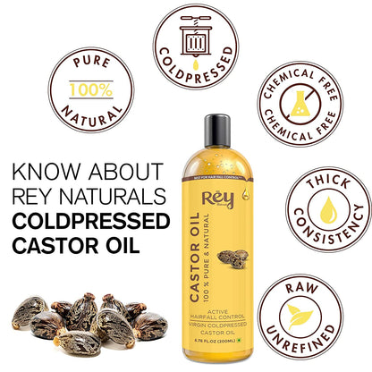 Rey Naturals Castor Oil (200 Ml) and Argan Avocado Hair Mask (200 Gm) combo