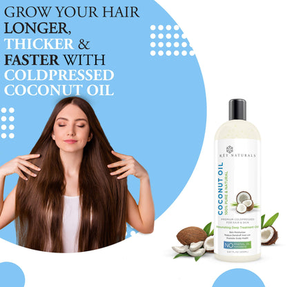 Rey Naturals Cold Pressed Coconut Oil & Sweet Almond Oil - for hair & skin - 200ml + 200ml