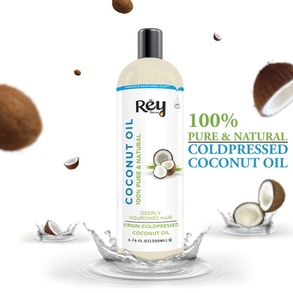 Rey NaturalsCoconut Oil | 100% Pure & Natural Virgin Coconut Oil for Hair and Skin - Hair Growth, Strengthens Hair, Improves Scalp Condition (400)