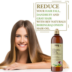 Rey Naturals Bhringraj oil with Onion extract For Hair Strengthening, Anti-hair Fall, Split-ends - 200 ml